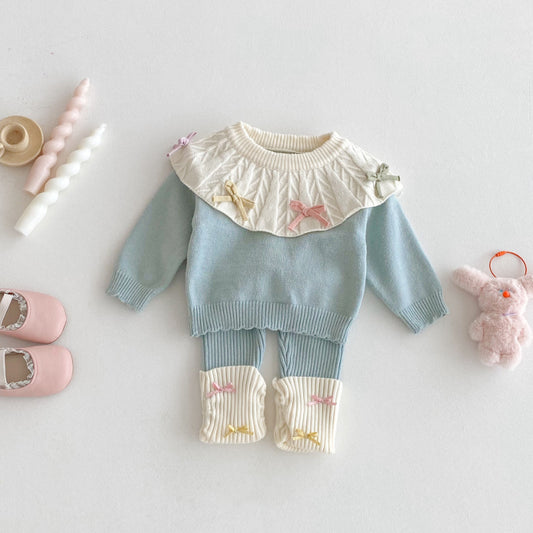 【BABY】キャンディカラー蝶結びニットセットアップSK092409
