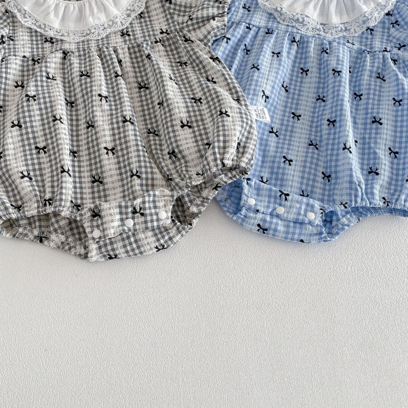 【BABY】夏新作 蝶結びパフスリーブロンパースSK104911