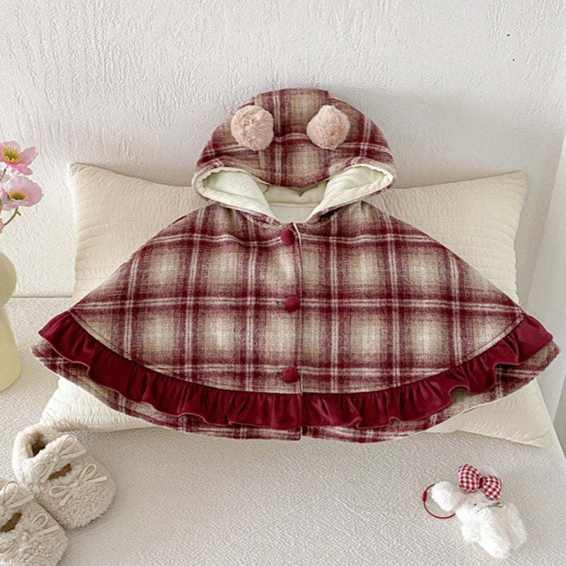 【BABY】冬新作チェックあったかケープSK103115