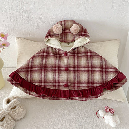 【BABY】冬新作チェックあったかケープSK103115