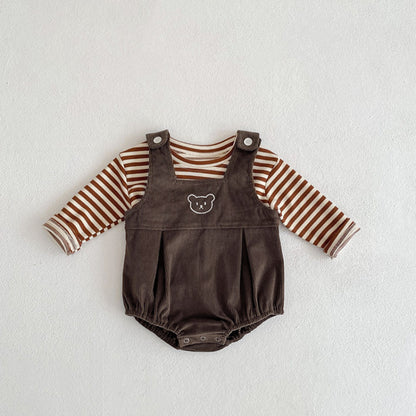 【BABY】くまサロペットロンパース&ボーダーTシャツSK101515