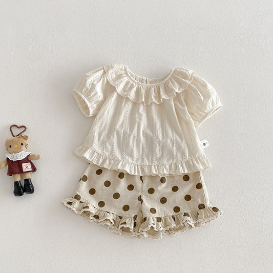 【BABY】夏新作コットンジャガードブラウス、ドットショートパンツSK104809