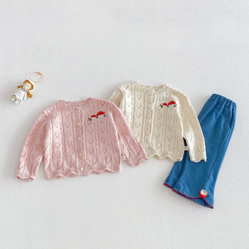 【BABY&KID】韓国風きのこ刺繍カーディガンSK104124