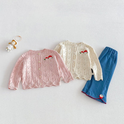 【BABY&KID】韓国風きのこ刺繍カーディガンSK104124