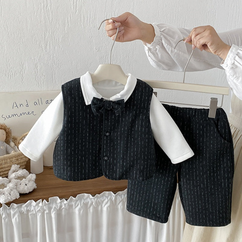 【BABY】冬新作厚手ベストセットアップ、裏起毛トップスSK108312