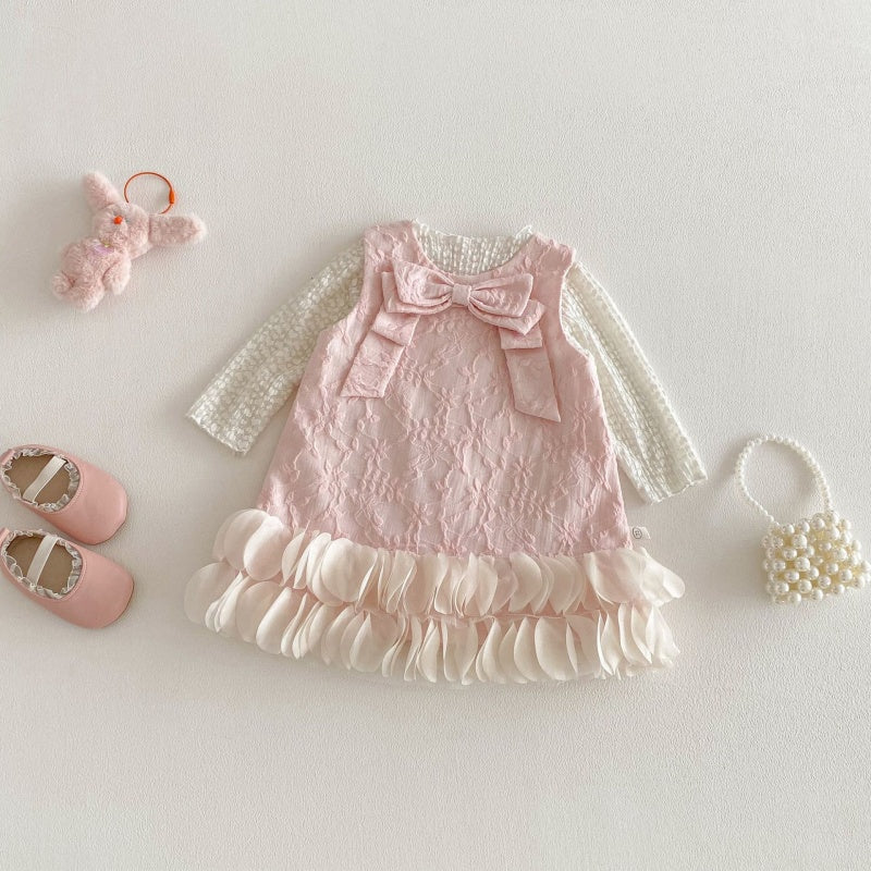 【BABY&KID】ジャカード蝶結びノースリーブワンピースSK104319