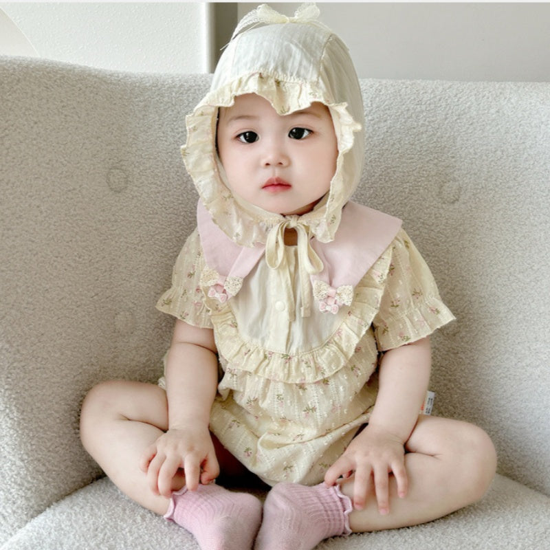 【BABY】夏新作 花柄ロンパース&帽子SK091518