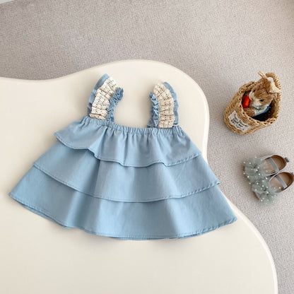 【BABY&KID】夏新作 無地レースキャミセットアップSK071925