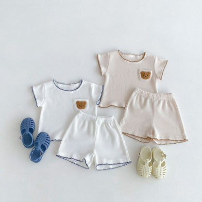 【BABY】夏新作 くま刺繍セットアップSK080305
