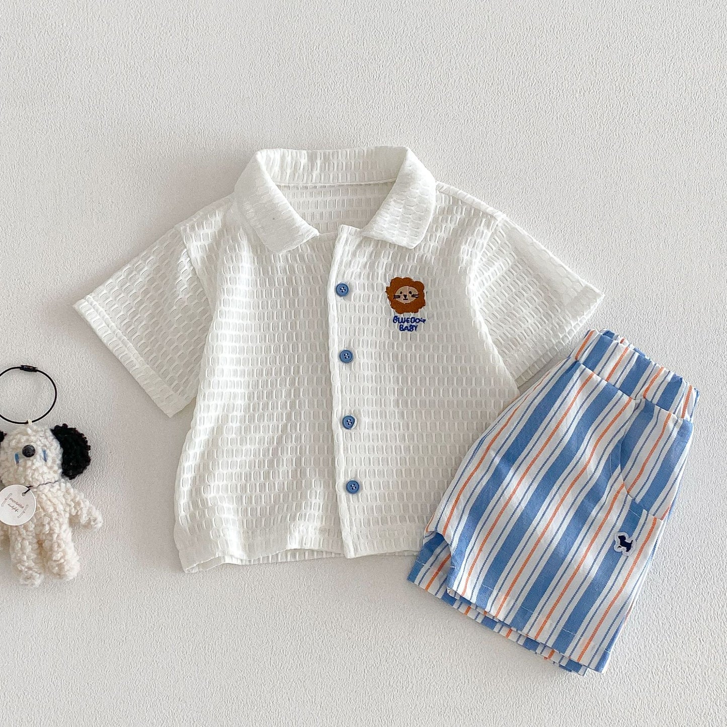 【BABY&KID】夏新作 通気ワッペンシャツ、ストライプショートパンツSK105112