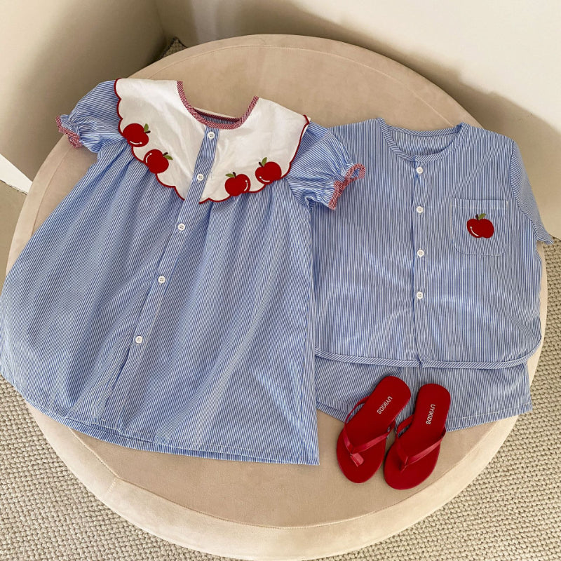 【BABY＆KID】夏新作 りんご柄セットアップ、ワンピースSK063015