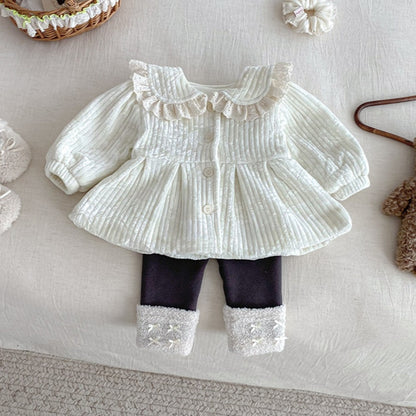 【BABY】冬新作フリル襟裏起毛ジャケットSK102725