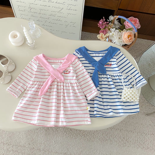 【BABY&KID】セーラー襟ボーダーワンピースSK100826