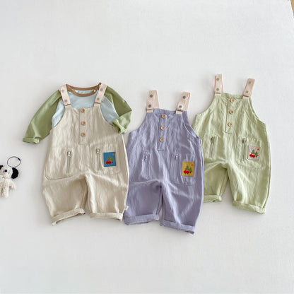 【BABY&KID】韓国風ワッペンサロペットパンツSK103502