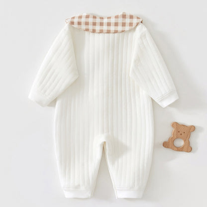 【BABY】冬新作北欧風蝶ネクタイ付きくま中綿カバーオールSK102614