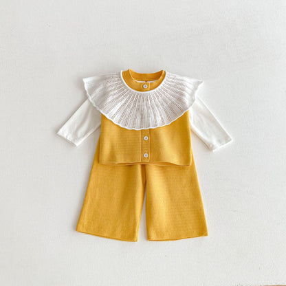 【BABY&KID】大襟ブラウス＆ニットベスト＆ニットワイドパンツSK101436