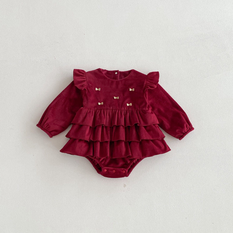 【BABY】冬新作蝶結びティアードカバーオールスカートSK102708