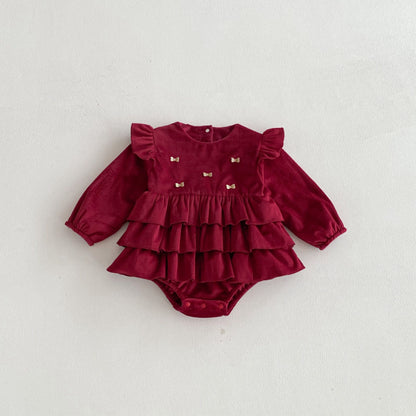 【BABY】冬新作蝶結びティアードカバーオールスカートSK102708