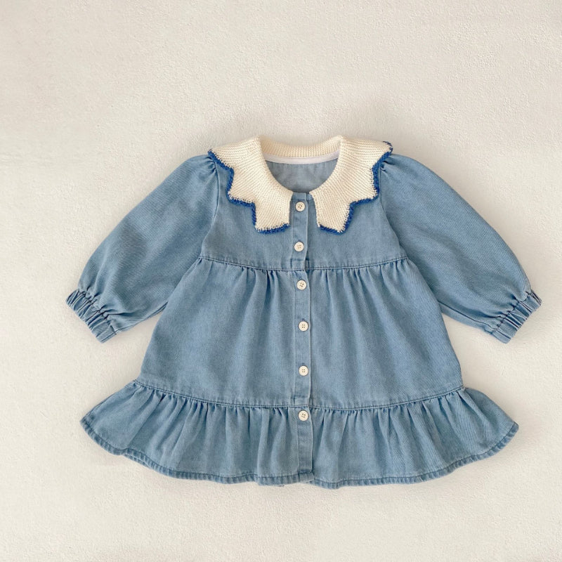 【BABY&KID】ニット襟デニムワンピースSK011001