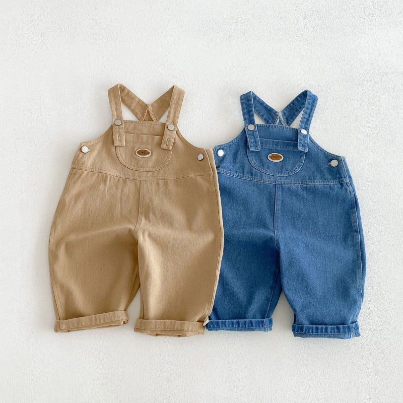 【BABY&KID】無地サロペット、ワッペンチェックシャツSK106613