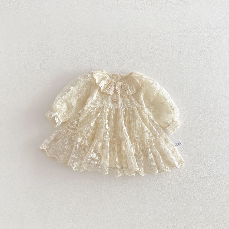 【BABY】フラワー刺繍レースロンパースSK103605