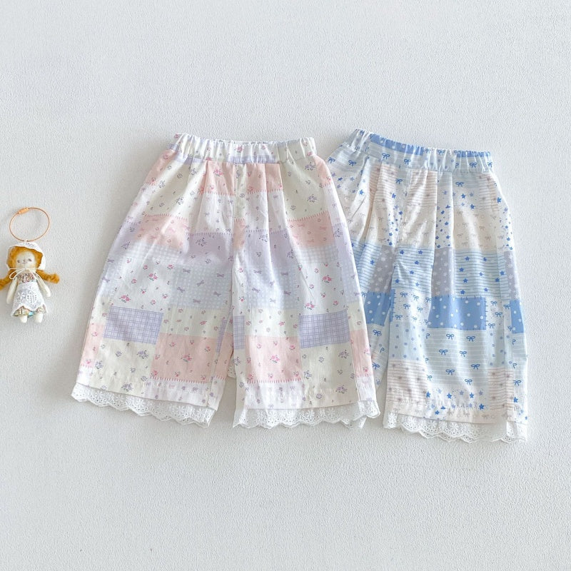 【BABY&KID】夏新作総柄フリルストレートパンツSK105909