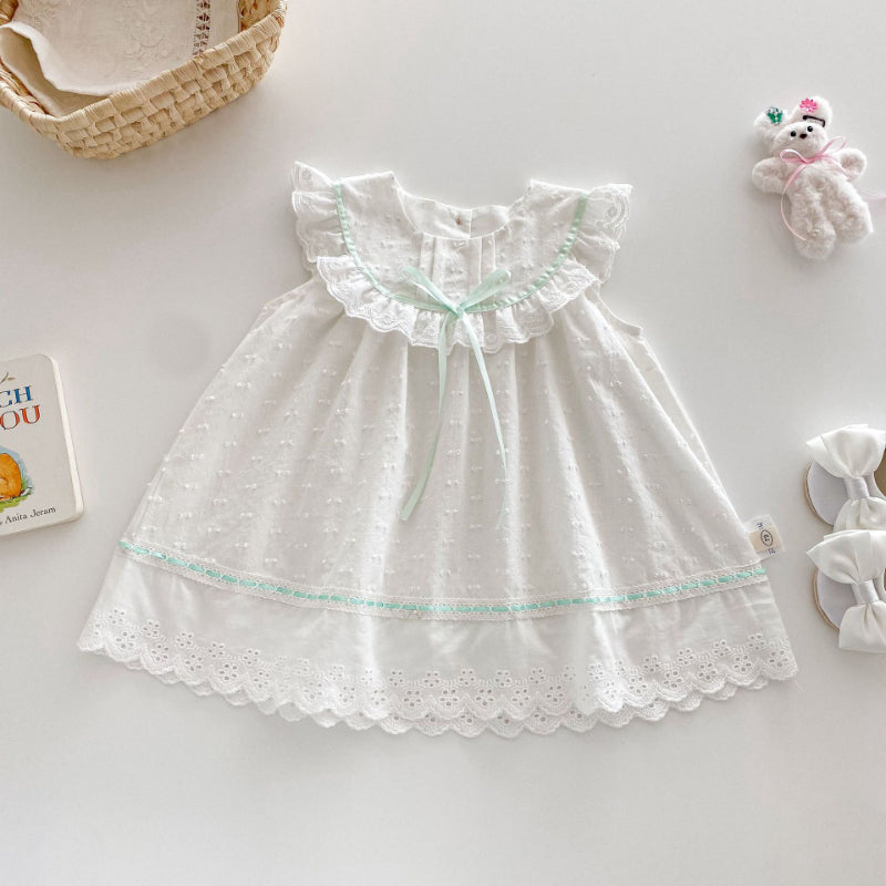 【BABY&KID】夏新作 レース襟プリンセスワンピースSK070508
