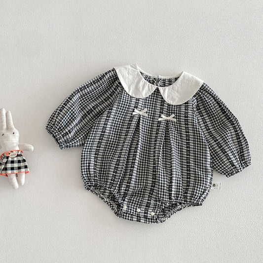 【BABY】襟付きチェックロンパースSK104203