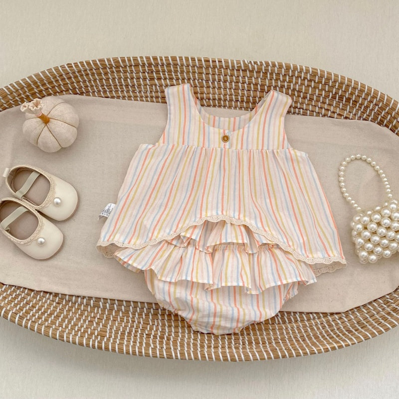 【BABY&KID】夏新作 カラフルストライプセットアップSK104925