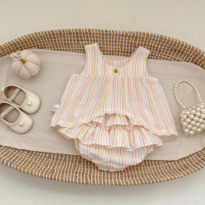 【BABY&KID】夏新作 カラフルストライプセットアップSK104925