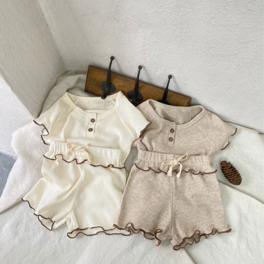 【BABY】夏新作 ワッフルロールヘムセットアップSK080205