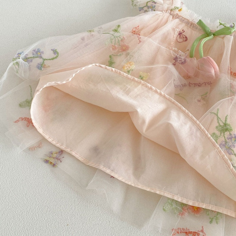 【BABY】夏新作レース刺繍フラワーワンピース＆帽子SK106518