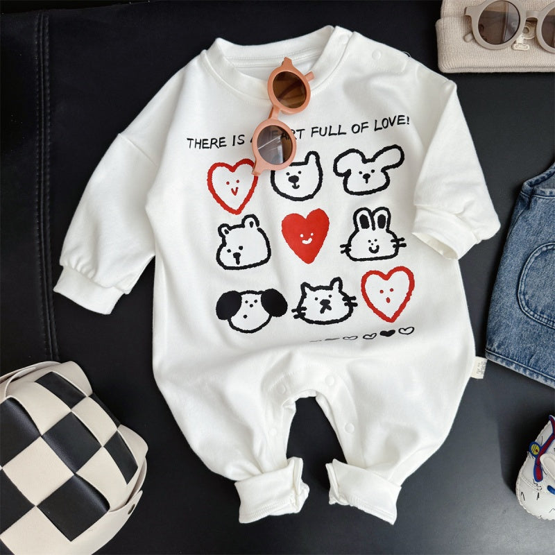 【BABY】ハート柄カバーオールSK104110