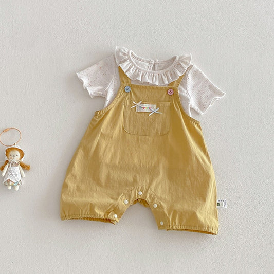 【BABY】夏新作大きめポケットサロペット＆フリル襟TシャツSK104510