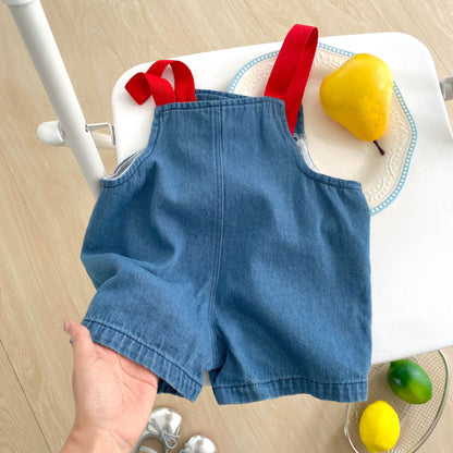 【BABY】夏新作 くま刺繍デニムサロペットSK092624