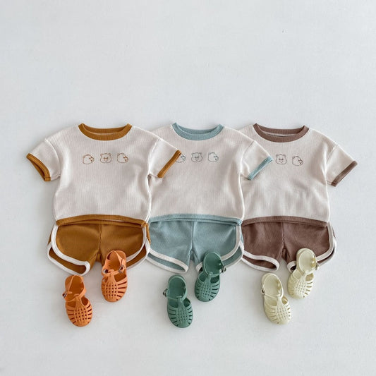 【BABY】夏新作 ワッフルくまセットアップSK091605