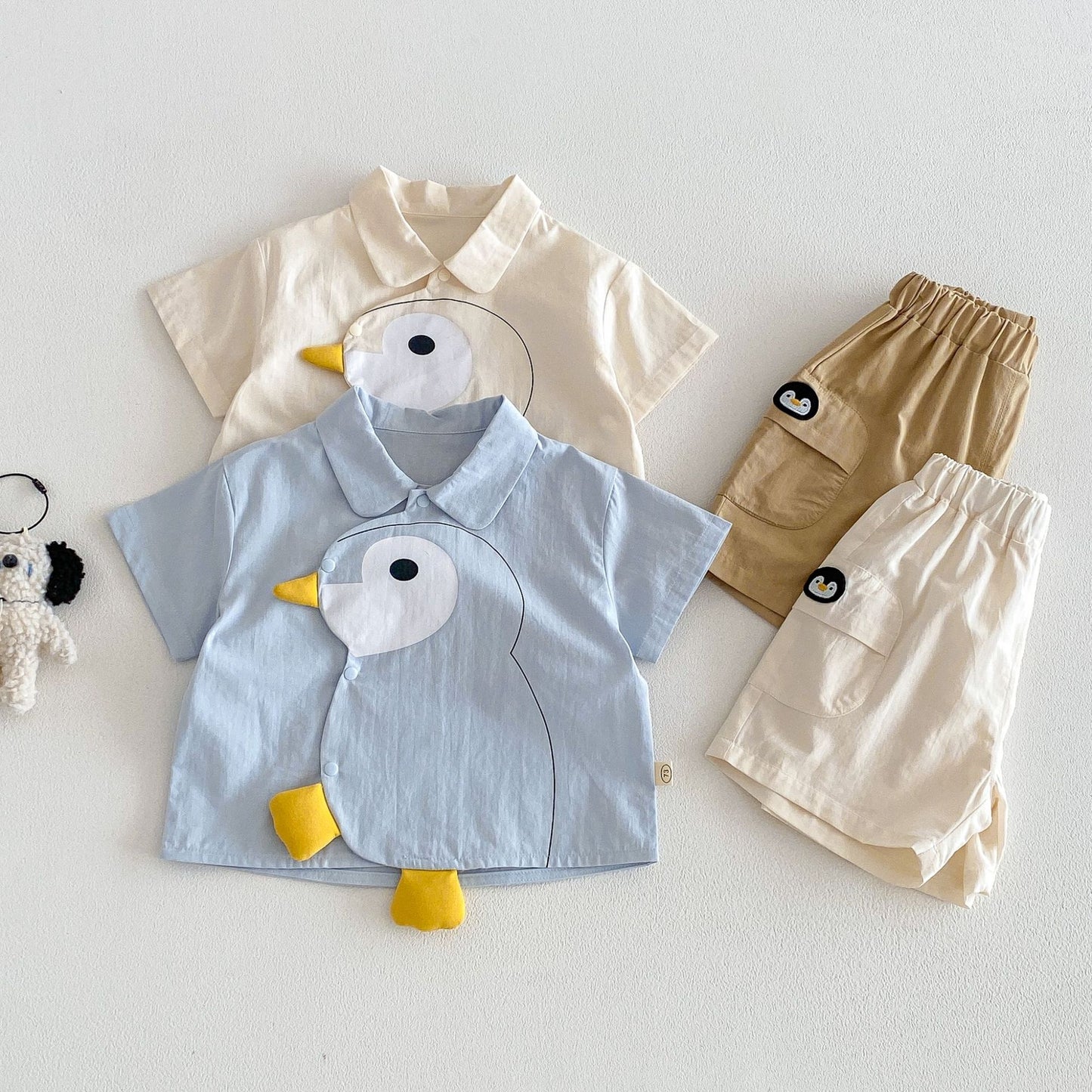 【BABY&KID】夏新作 立体カートゥーンシャツ、刺繍ショートパンツSK105113