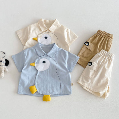 【BABY&KID】夏新作 立体カートゥーンシャツ、刺繍ショートパンツSK105113