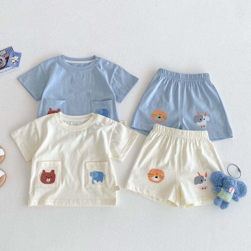 【BABY&KID】夏新作 アニマル柄ショートセットアップSK070212