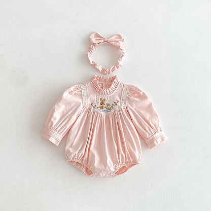 【姉妹服】うさぎ刺繍ロンパース、ワンピースSK101129