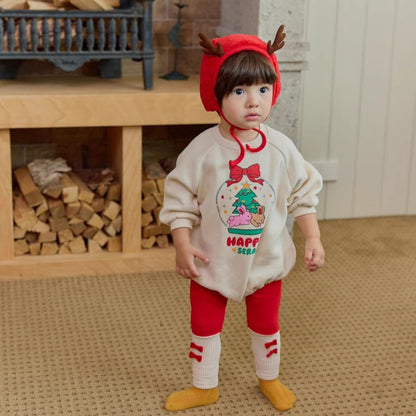 【BABY】ツリー＆うさぎ柄ロンパース、蝶結びレギンス、角帽子SK102816