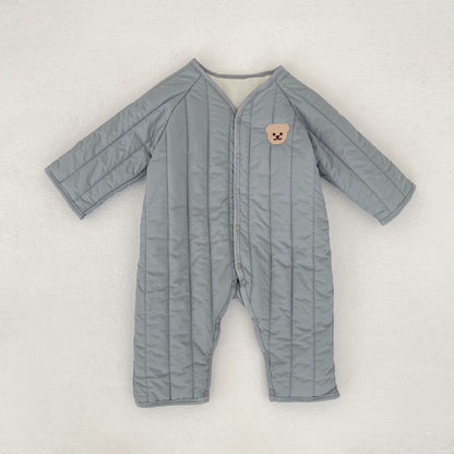 【BABY】冬新作 クマ刺繍キルトカバーオールSK102407