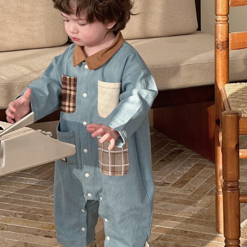 【BABY】カジュアル襟付き長袖カバーオールSK104301