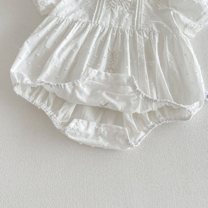 【BABY】夏新作 ラウンドネック刺繍ロンパースSK104909