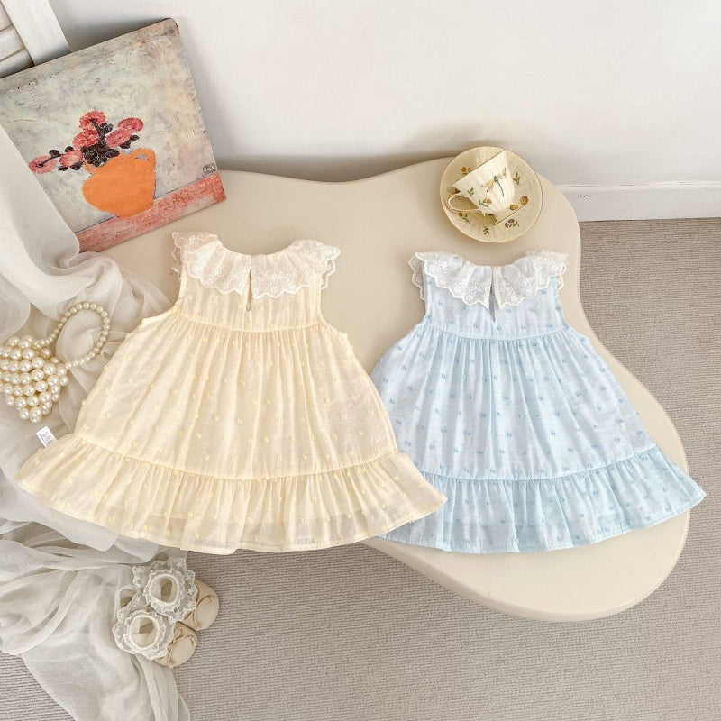 【BABY&KID】夏新作レースラウンドネックジャカードワンピースSK106404