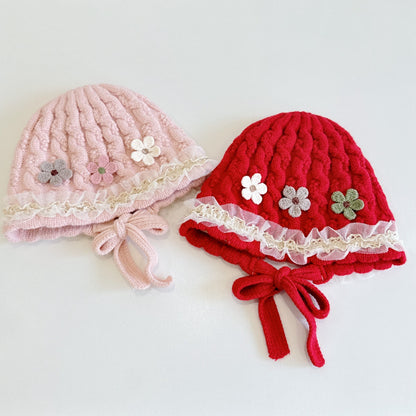 【HAT】三つ花レースベビーボンネットSK101611