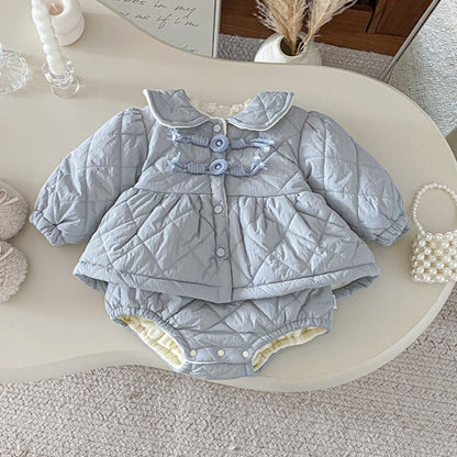 【BABY】冬新作 リボン裏起毛キャミロンパース、アウターSK102126