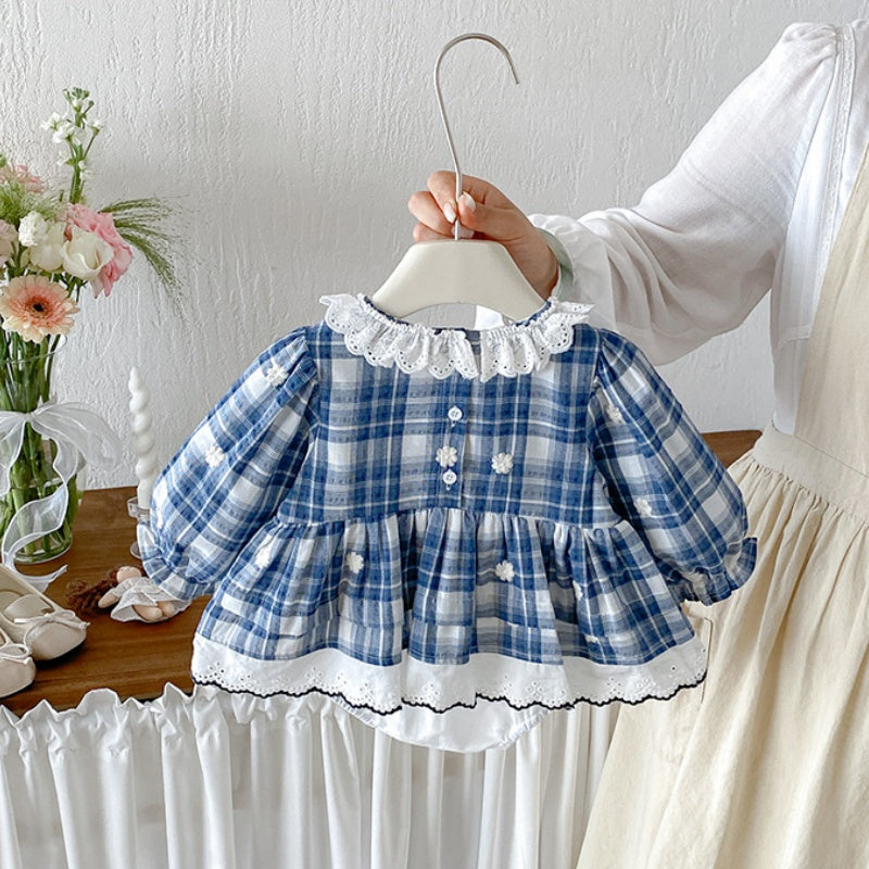【BABY】レースフリル襟フラワー刺繍ロンパースSK106801