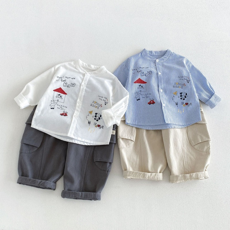 【BABY&KID】カートゥーンプリントシャツ、カジュアルパンツSK107216