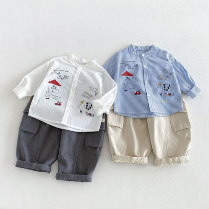 【BABY&KID】カートゥーンプリントシャツ、カジュアルパンツSK107216